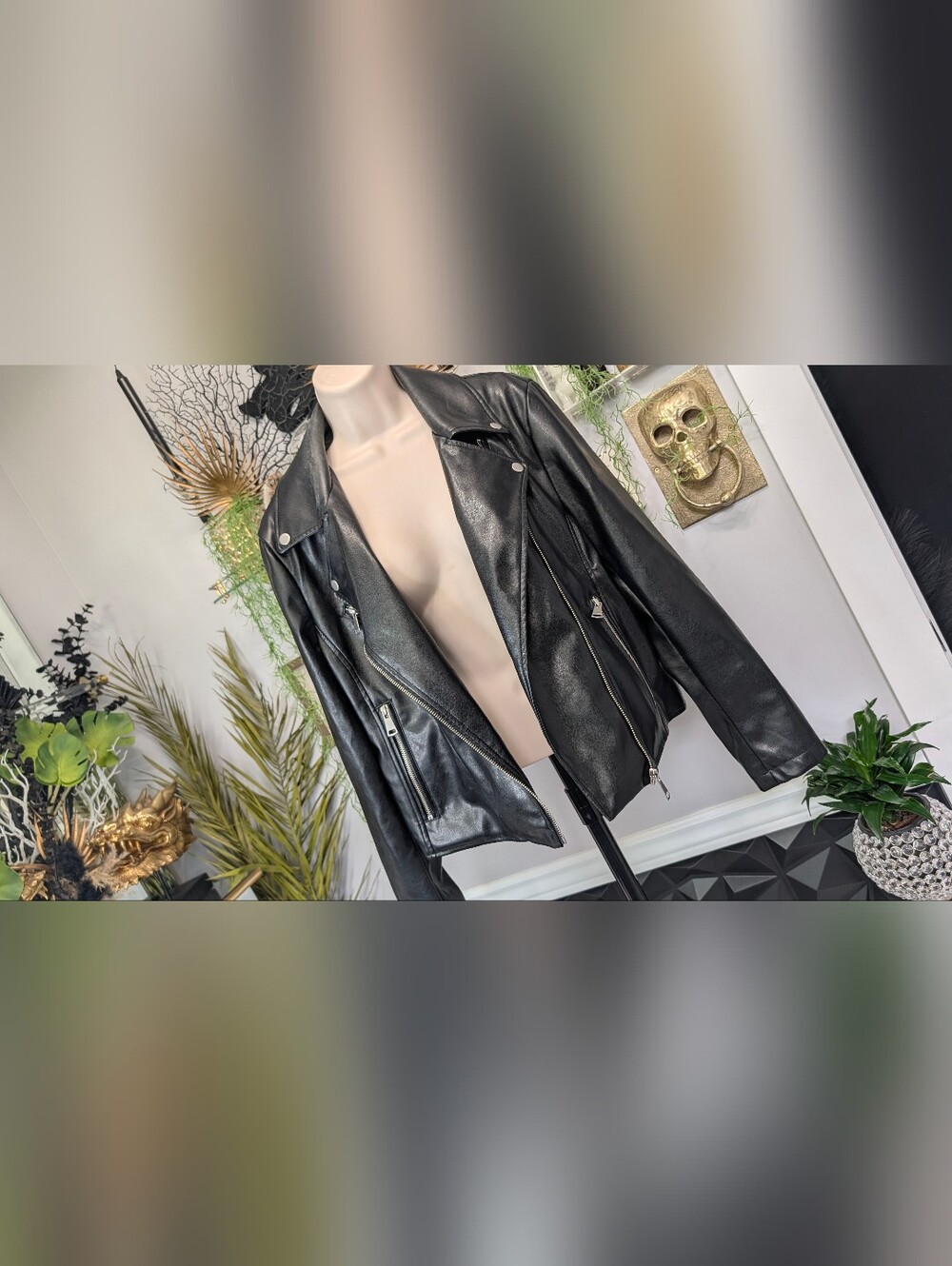 Bagatelle Black Pu Leather Moto Jacket LG